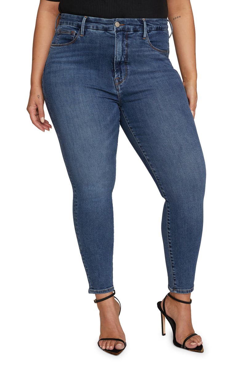 Good American Extreme V High Waist Ankle Skinny Jeans, Alternate, color, Blue615