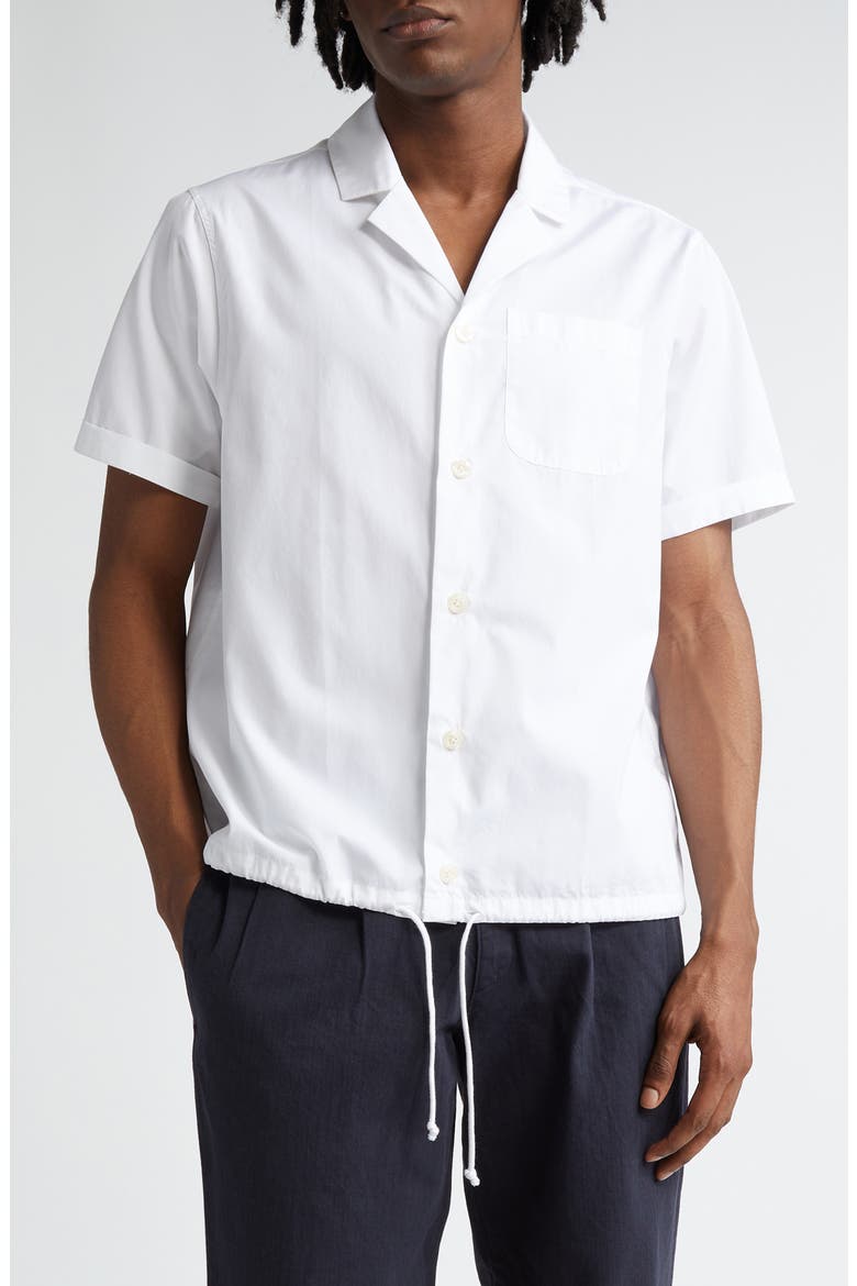 Short Sleeve Cotton Button-Up Camp Shirt, Main, color, WHITE