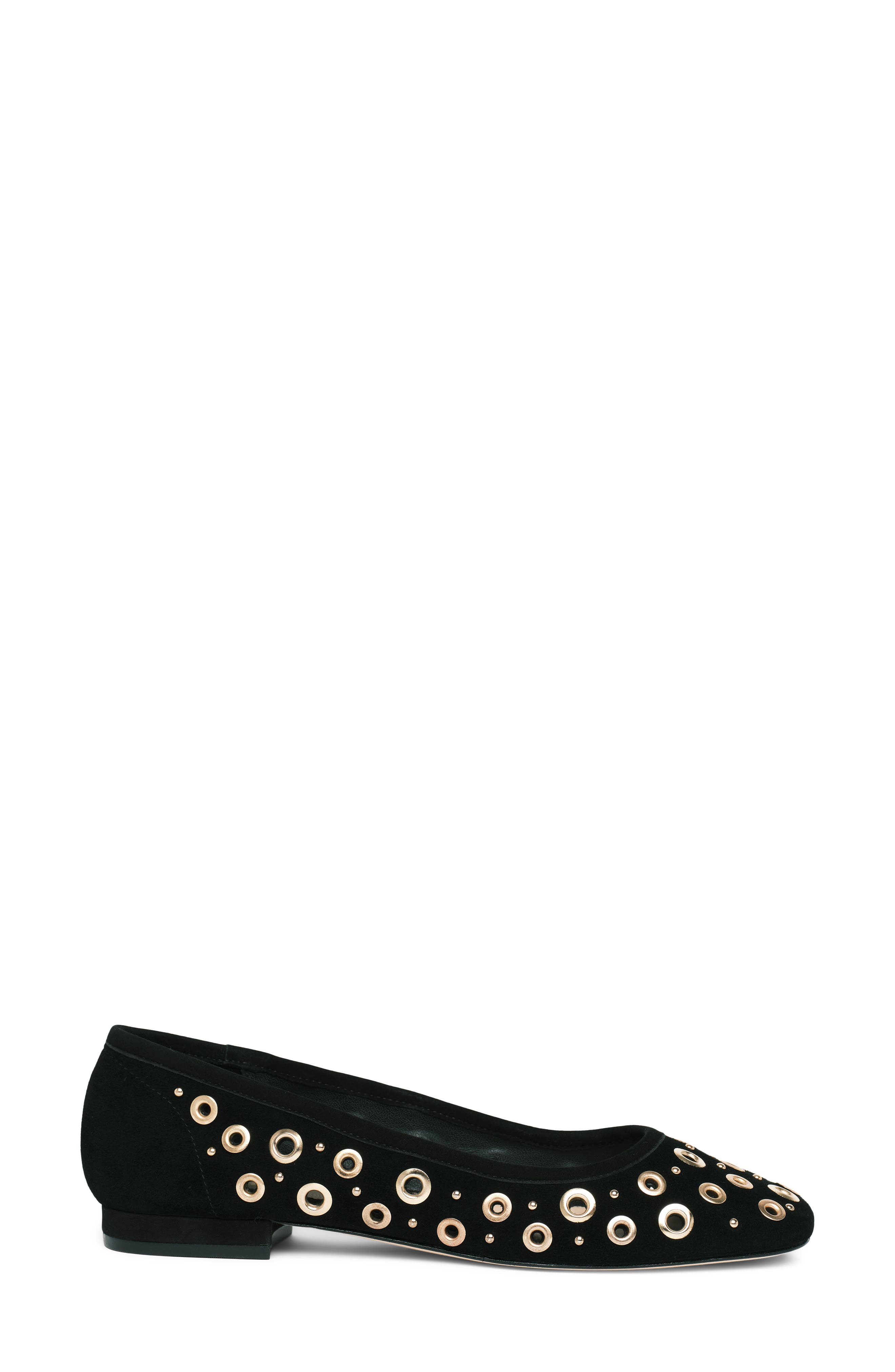 Ivy Mixed Hardware Ballet Flat, Alternate, color, BLACK