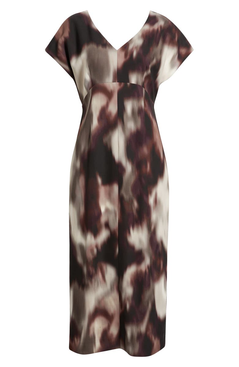 Nordstrom Print Midi Dress, Alternate, color, Burgundy Cosmos