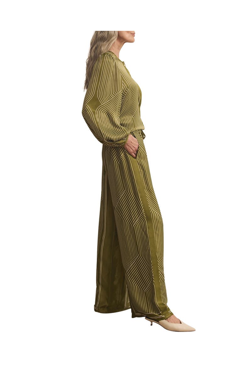 Satin Printed Wide Trousers, Alternate, color, Green