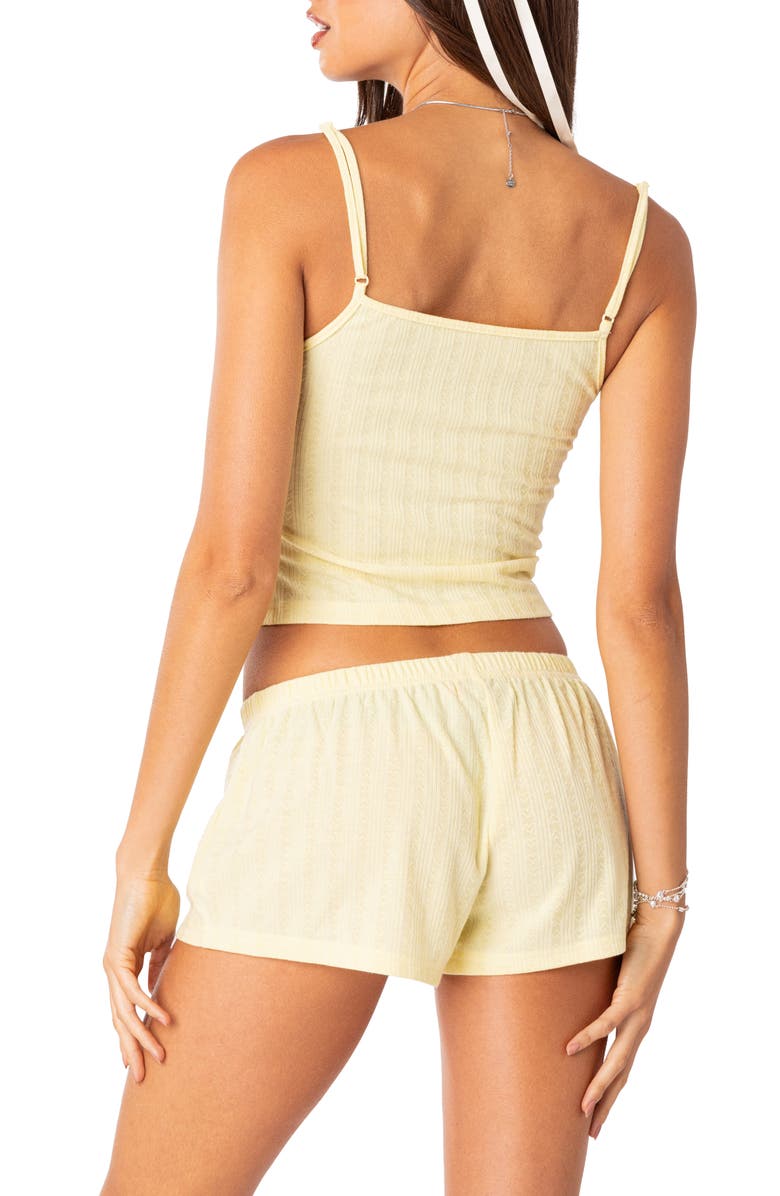 EDIKTED Irene Pointelle Camisole, Alternate, color, Yellow