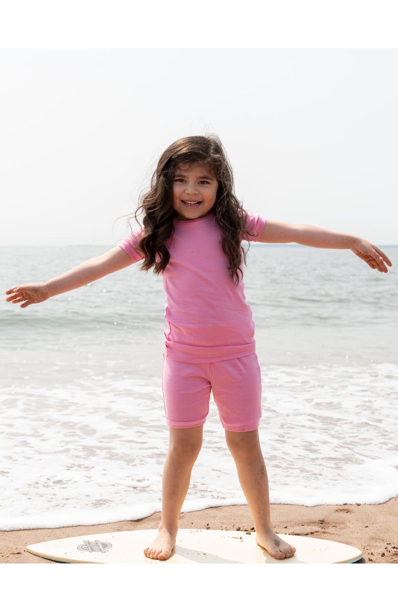 Leveret Kids Short Sleeve Cotton Solid Matching Family Pajamas, Alternate, color, Light Pink