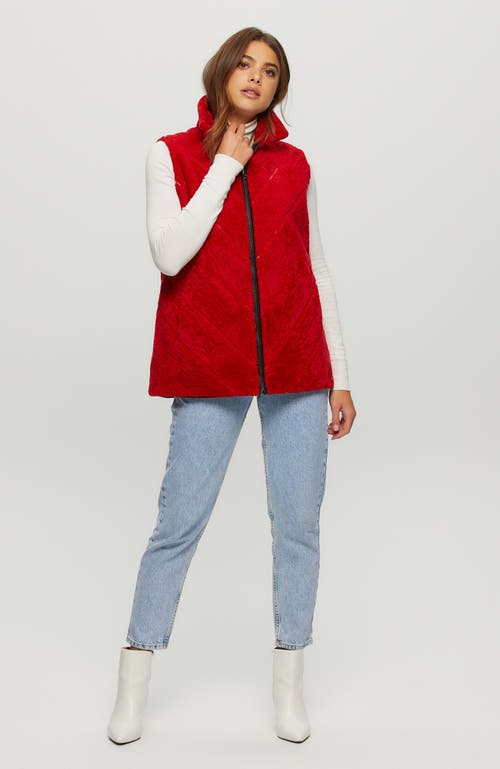 Gorski Reversible Chevron Shearling Lamb Vest In Red