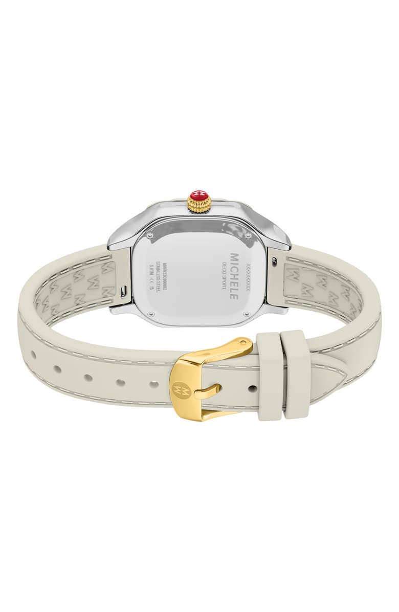 MICHELE Meggie Sport Chalk Silicone Strap Watch, 33mm, Alternate, color, Wheat/ White