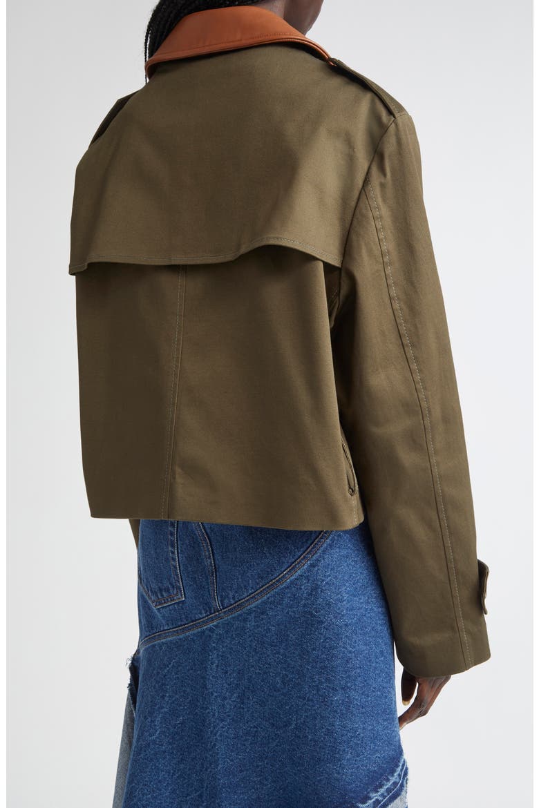 Double Front Crop Trench Coat, Alternate, color, OLIVE