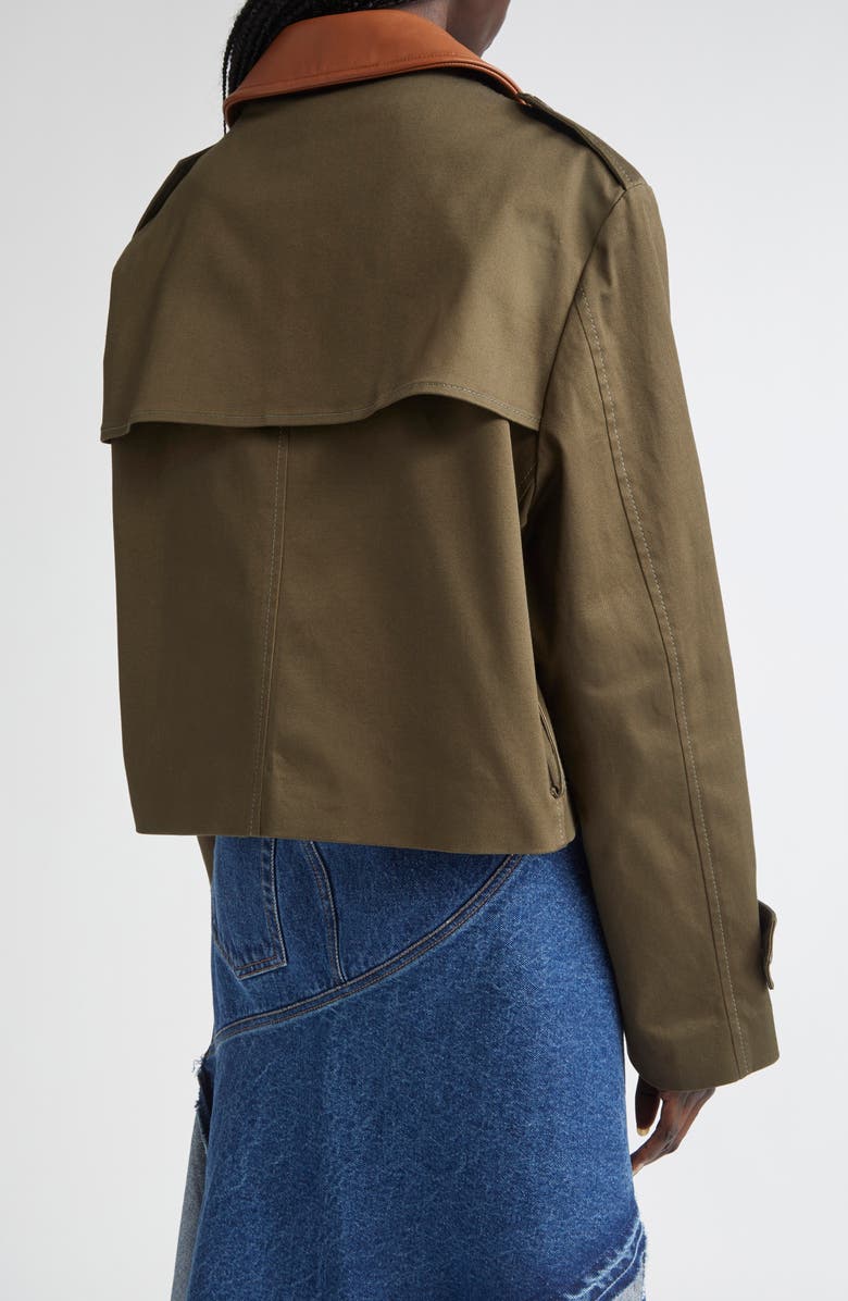 MONSE Double Front Crop Trench Coat, Alternate, color, Olive