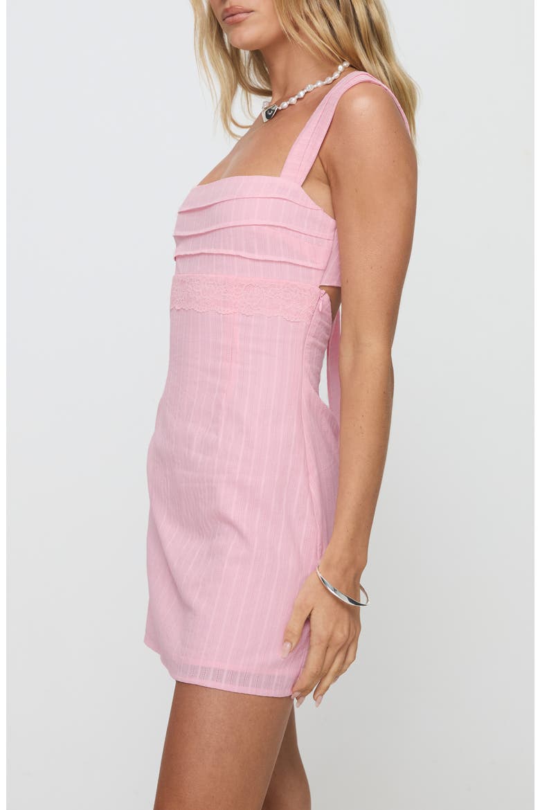 Anyone But You Tie Back Sleeveless Cotton Minidress, Alternate, color, PINK