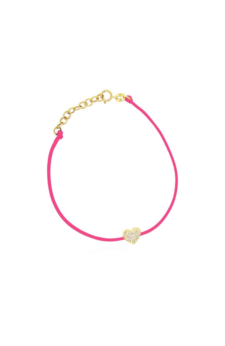 The Lovery Fine Jewelry Pink Silk Diamond Heart Bracelet, Main, color, Pink Silk