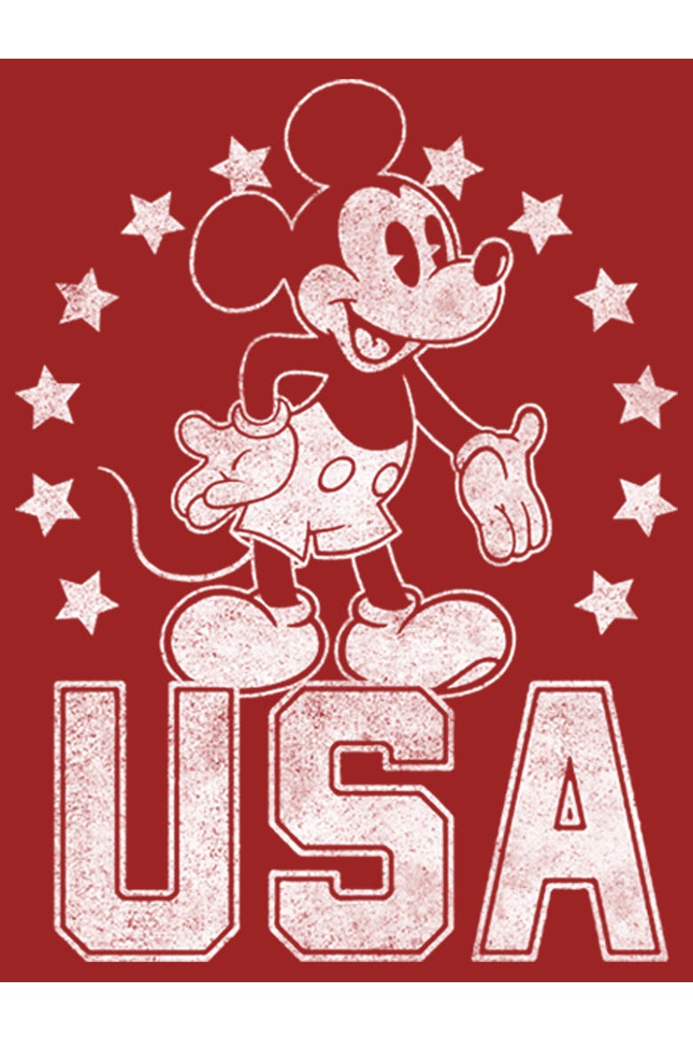 Women's Mickey & Friends Fourth of July USA Mickey Mouse  Graphic T-Shirt, Alternate, color, Red