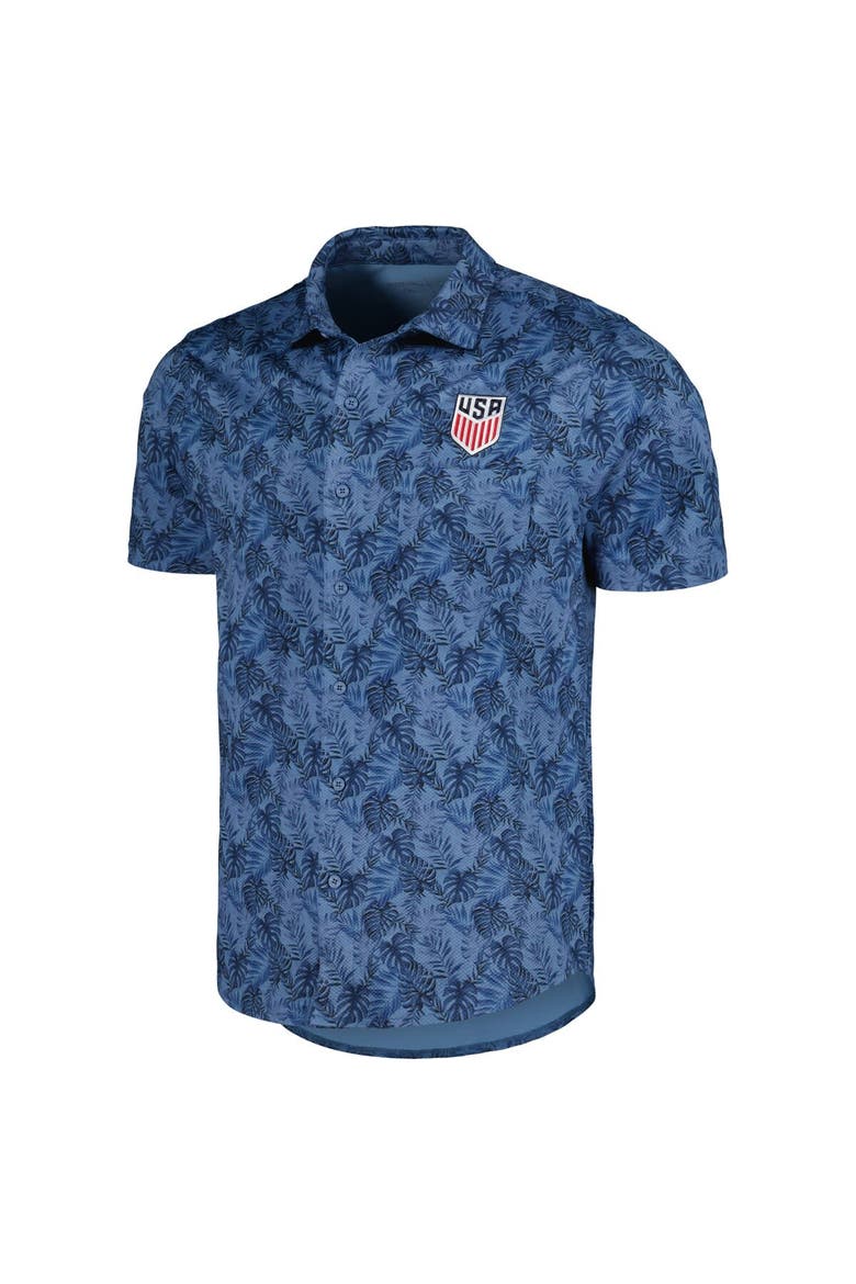 Men's Antigua Navy USMNT Resort Button-Up Shirt, Alternate, color, Navy