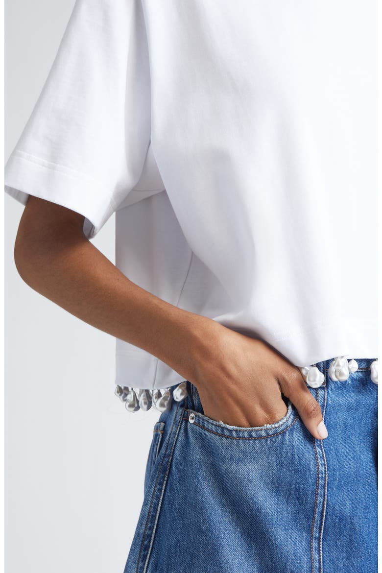 Palmas Faux Pearl Trim T-Shirt, Alternate, color, OPTICAL WHITE