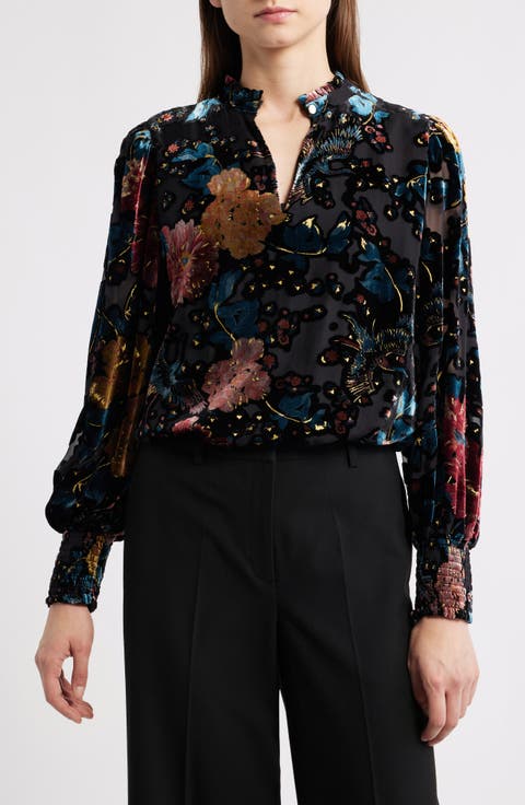 The Ilana Floral Velvet Burnout Top