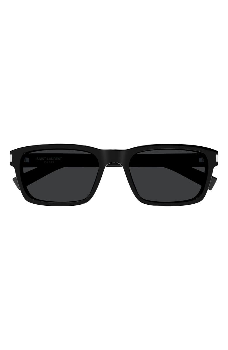 Saint Laurent 57mm Rectangular Sunglasses, Main, color, 