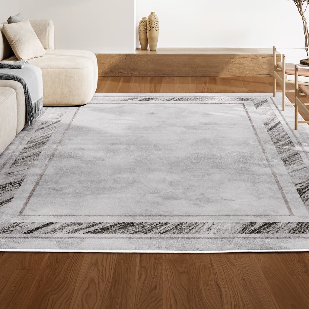JONATHAN Y JONATHAN Y ATHENS CLASSIC BORDER MARBLE PATTERN HIGH-LOW AREA RUG