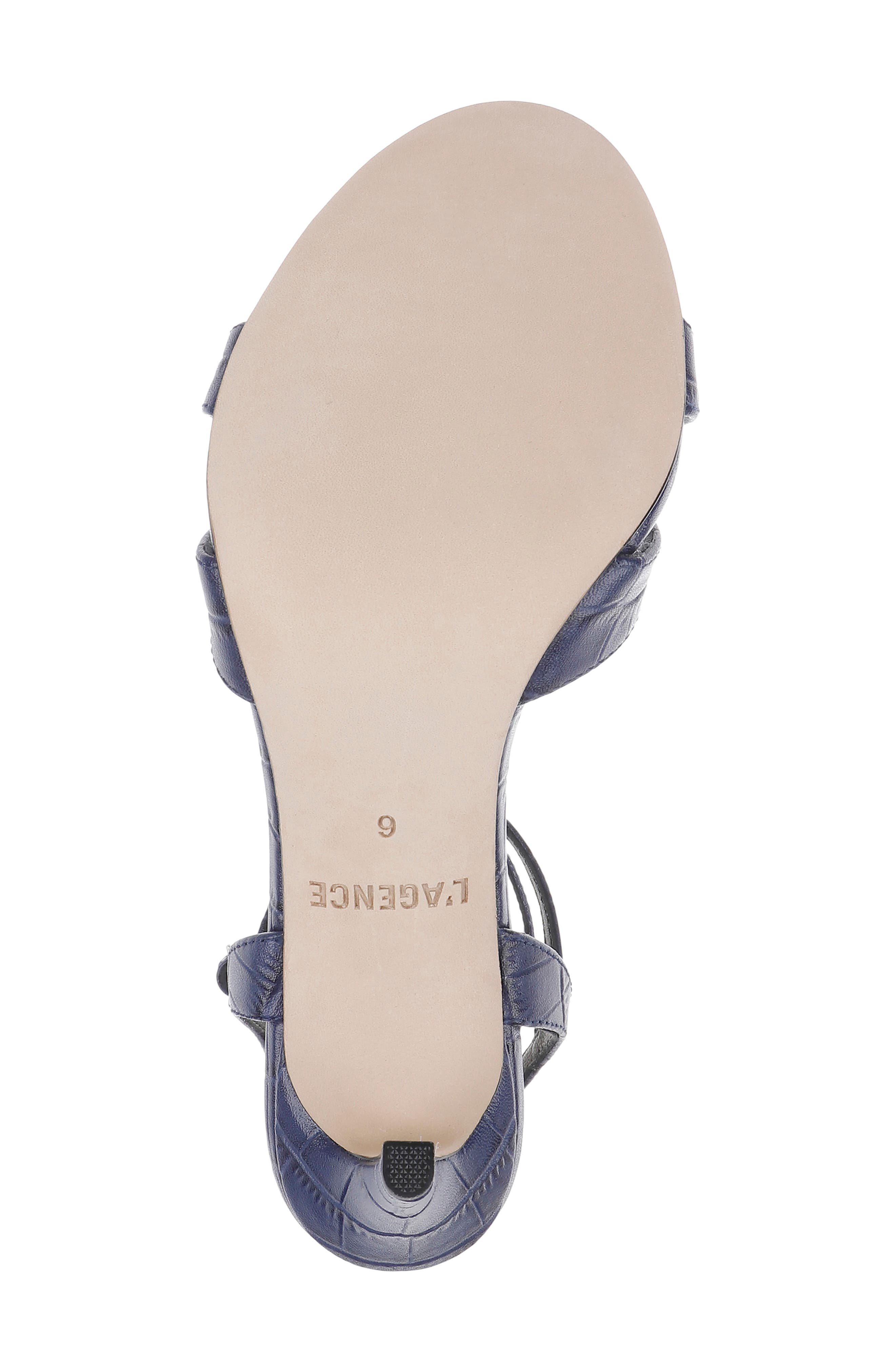 L'AGENCE Miranda Ankle Strap Sandal, Alternate, color, Midnight Croco Embossed