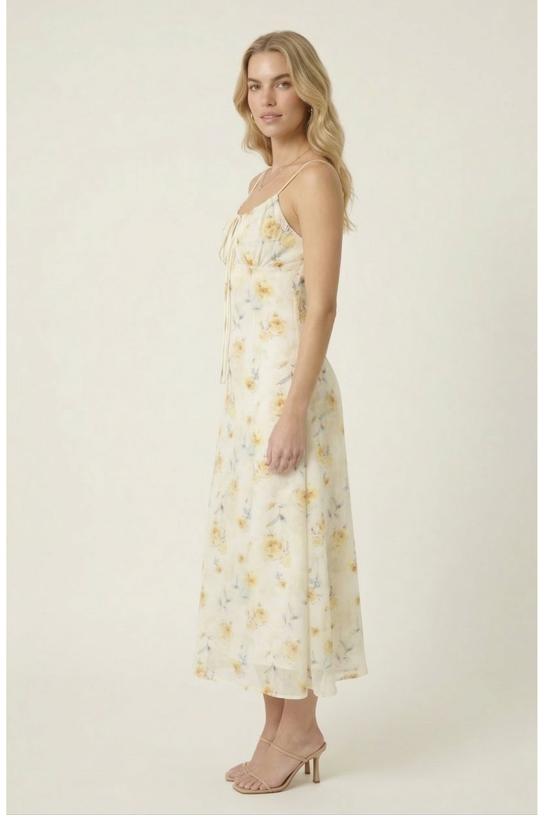 Floral Midi Dress, Alternate, color, Cream Floral