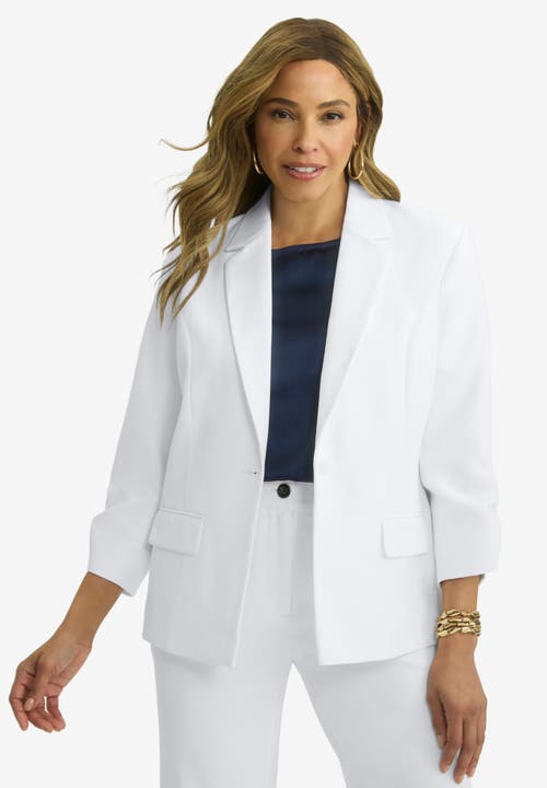 Jessica London Cinched Sleeve Blazer In White