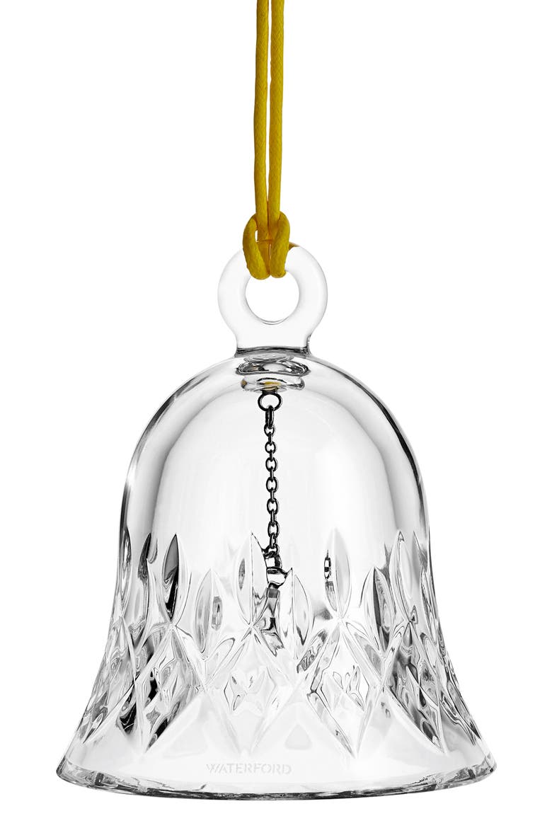 Lismore Bell Crystal Ornament, Alternate, color, WHITE