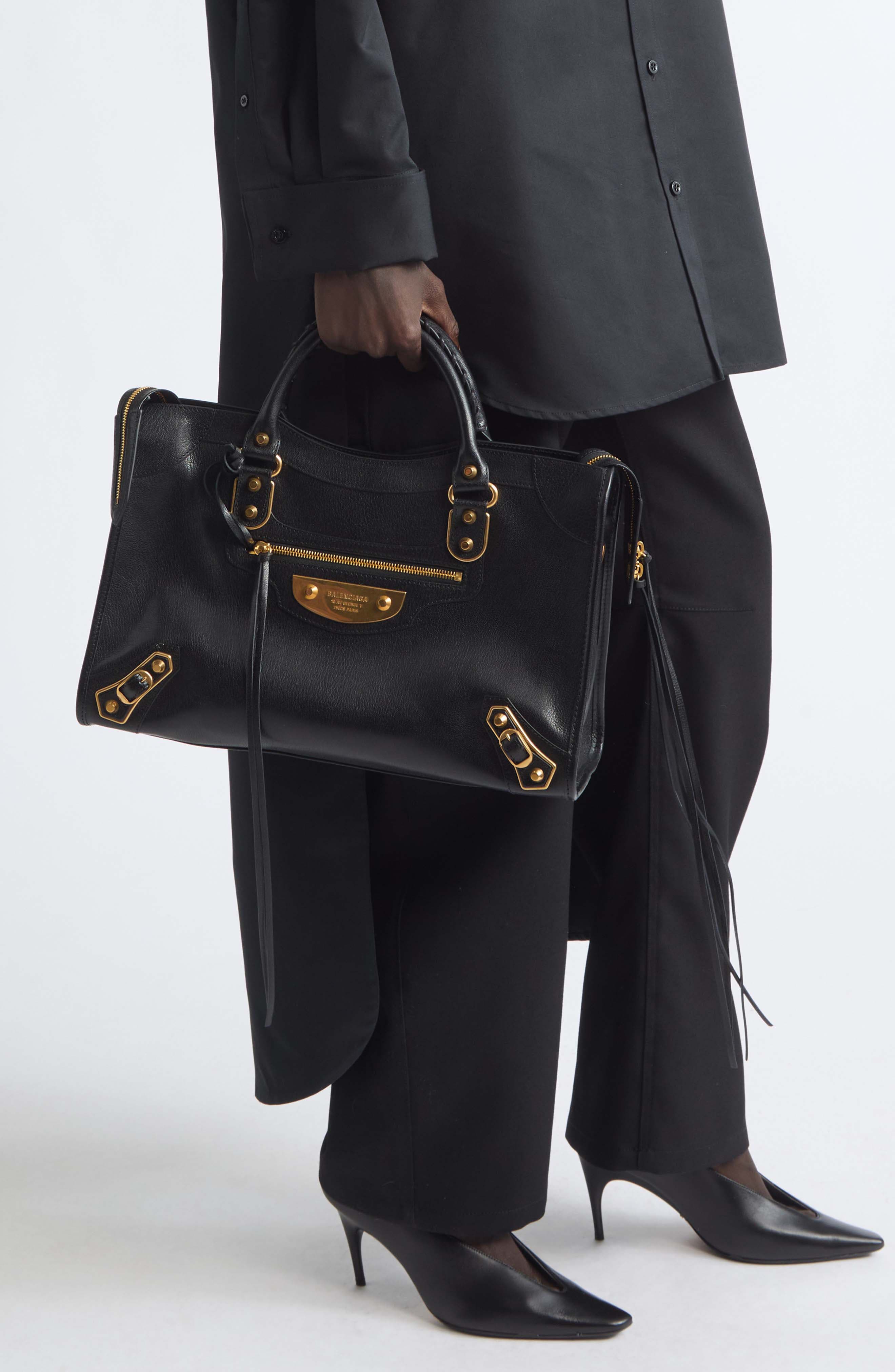 Medium Le City Uptown Leather Top Handle Bag, Alternate, color, 1000 BLACK