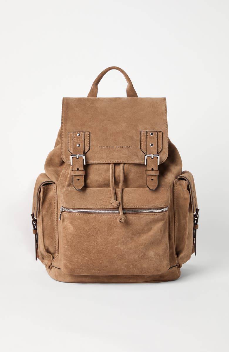Brunello Cucinelli Suede city backpack, Alternate, color,