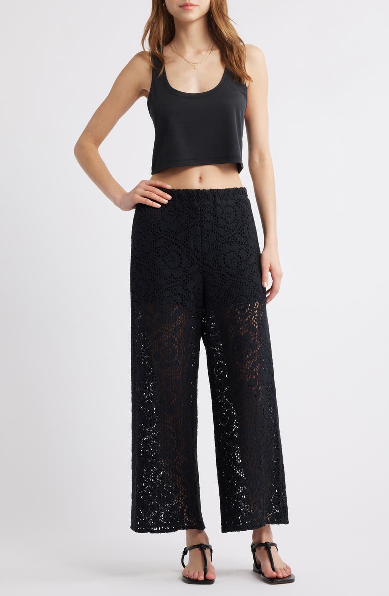 Nation LTD Linney Semisheer Lace Ankle Pants, Alternate, color, Jet Black