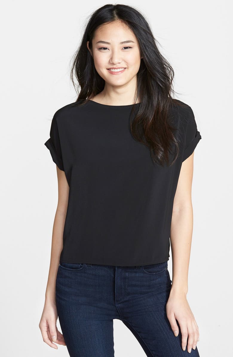 Halogen<sup>®</sup> Roll Sleeve Crepe Blouse, Main, color, 