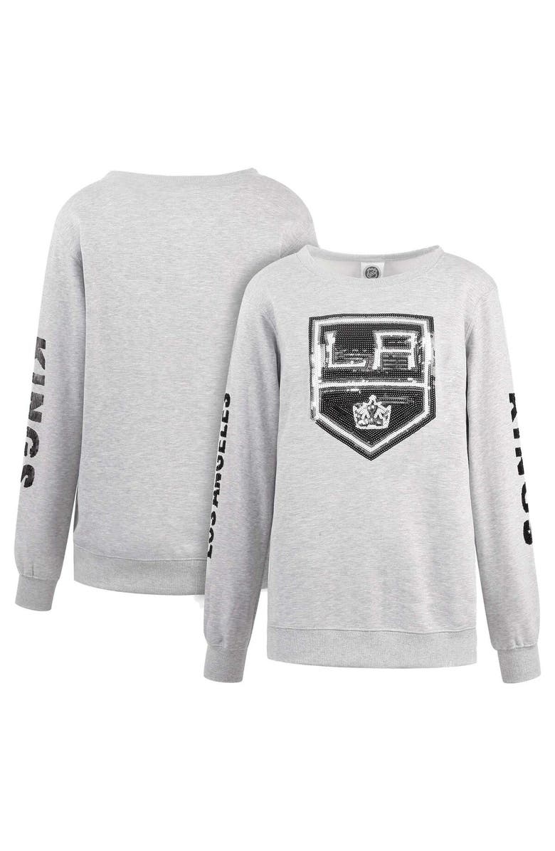 CUCE Women's Cuce Heather Gray Los Angeles Kings Sequin Pullover Sweatshirt, Main, color, 