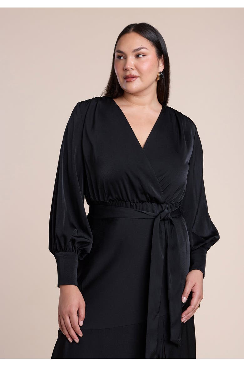 Satin Maxi Dress, Alternate, color, BLACK ONYX