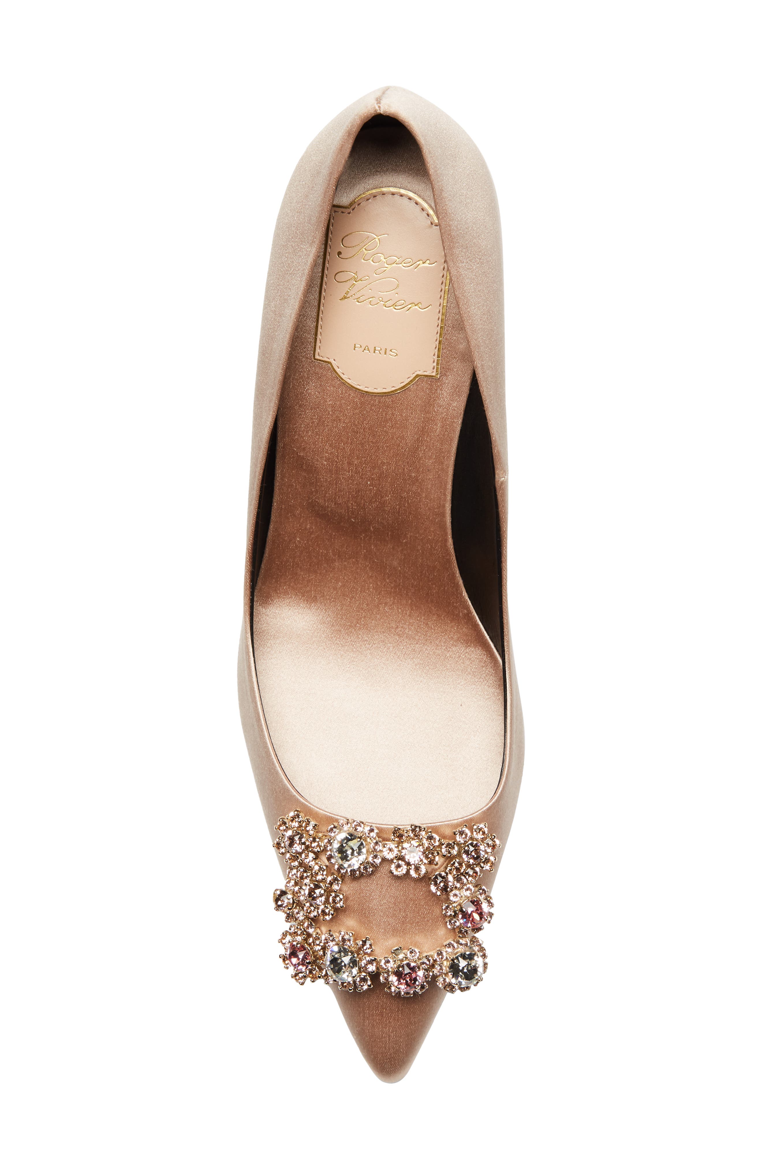 Sin Crystal Buckle Pointed Toe Pump, Alternate, color, CHAMPAGNE