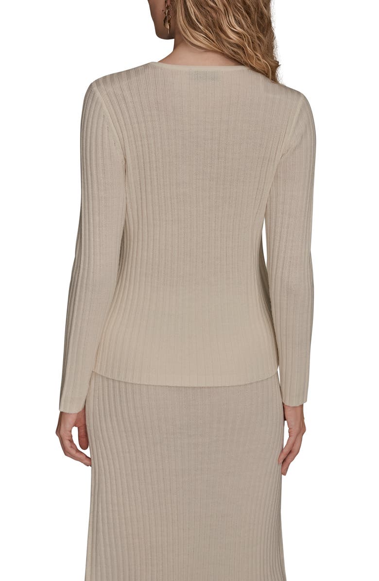 Donna Karan New York Rib Merino Wool Wrap Sweater, Alternate, color, Ivory