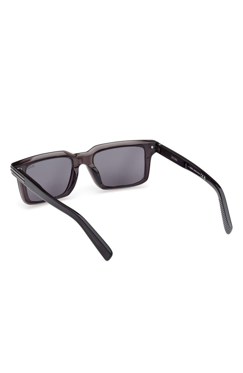 ZEGNA 53mm Rectangular Sunglasses, Alternate, color, Shiny Transparent Dark Grey