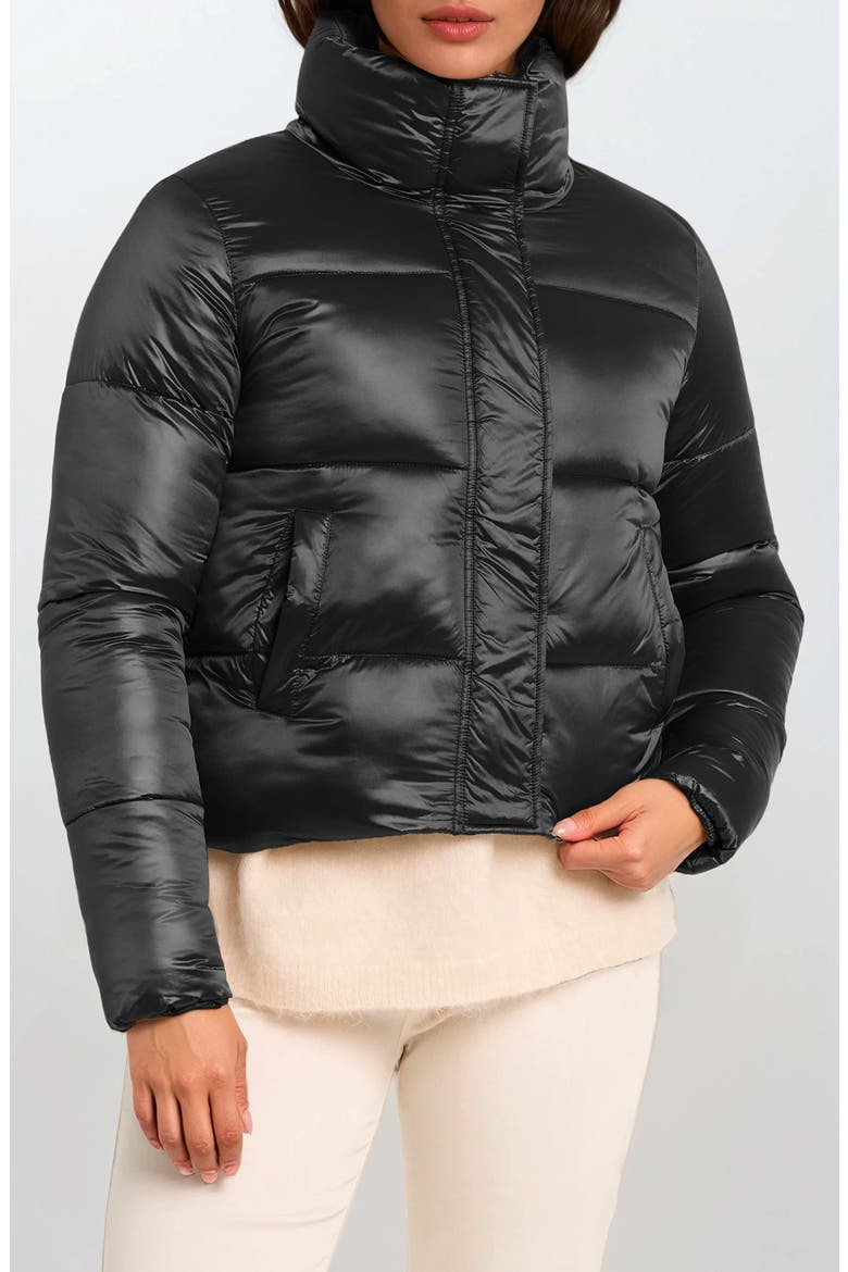 Coco-El Water Resistant Crop Puffer Jacket, Alternate, color, BLACK