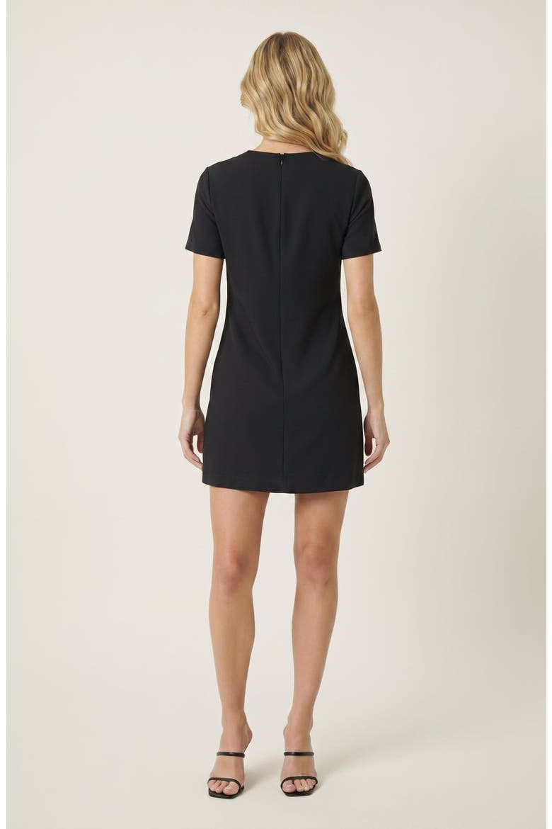 Rhinestone Bow Detail Short Sleeve Mini Dress, Alternate, color, Black