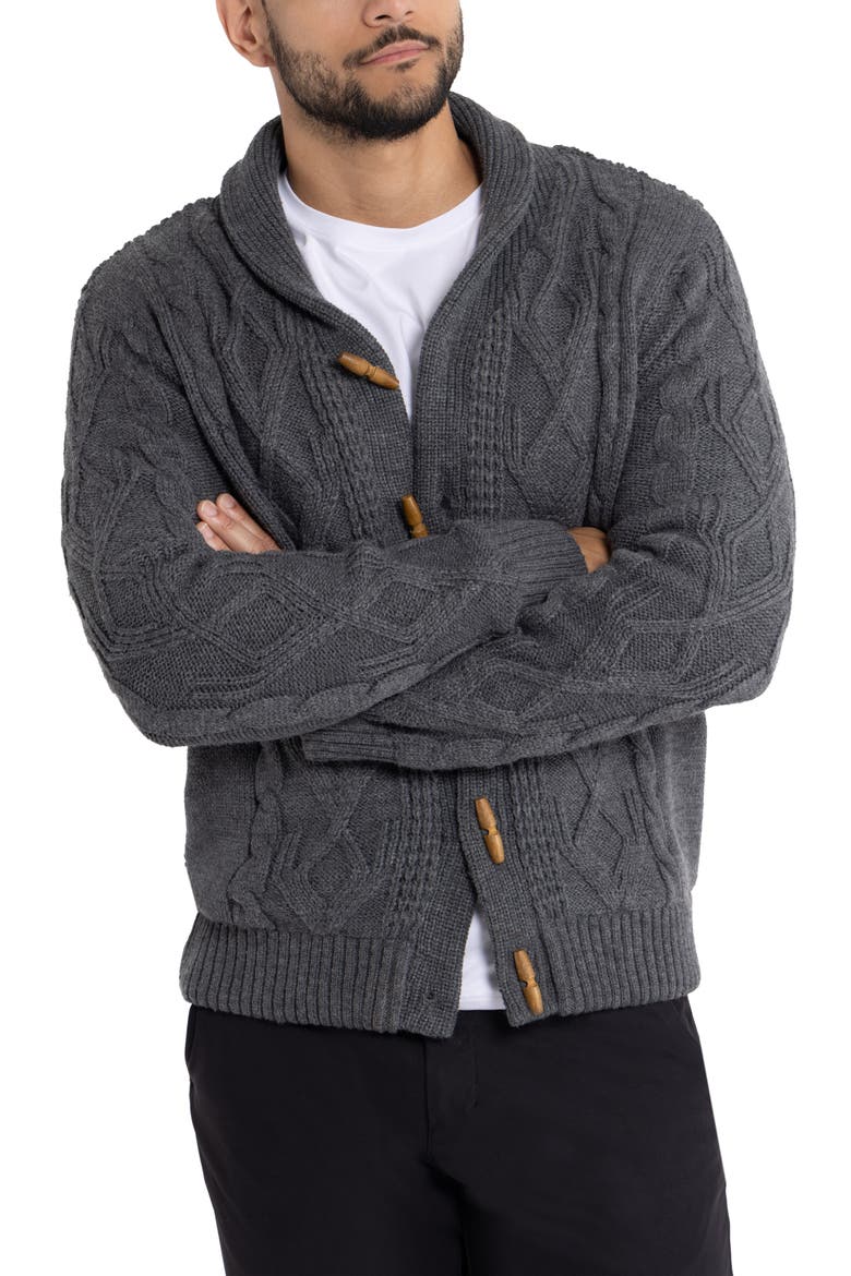 Shawl Collar Cable Knit Cardigan, Alternate, color, CHARCOAL