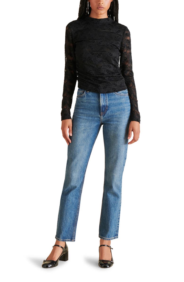 Steve Madden Cherie Lace Mock Neck Top, Alternate, color, 