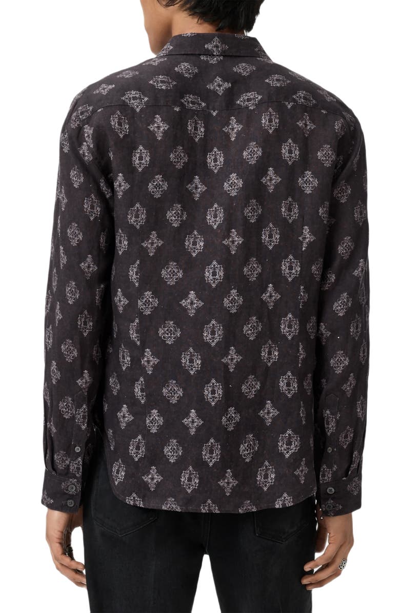 John Varvatos Ross Long Sleeve Linen Button-Up Shirt, Alternate, color, Plum