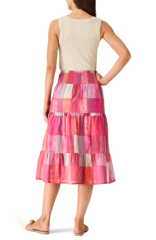 Nic + Zoe Nic+zoe Sunset Plaid Cotton Midi Skirt In Pink Multi