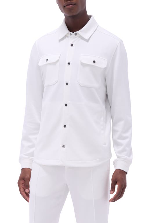 Bugatchi Soft Touch Knit Shirt Jacket In Chalk