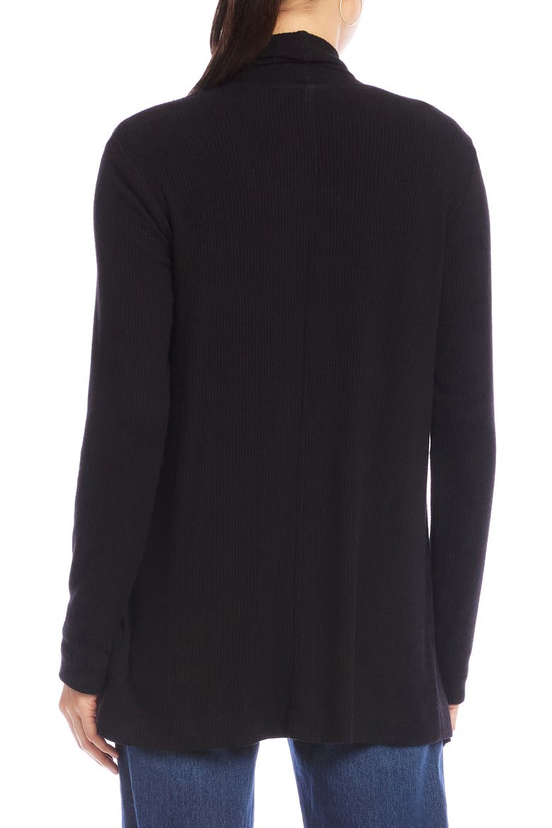 Rib Draped Open Front Cardigan, Alternate, color, BLACK