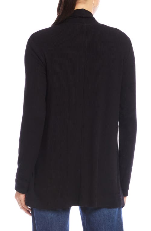 Karen Kane Rib Draped Open Front Cardigan In Black