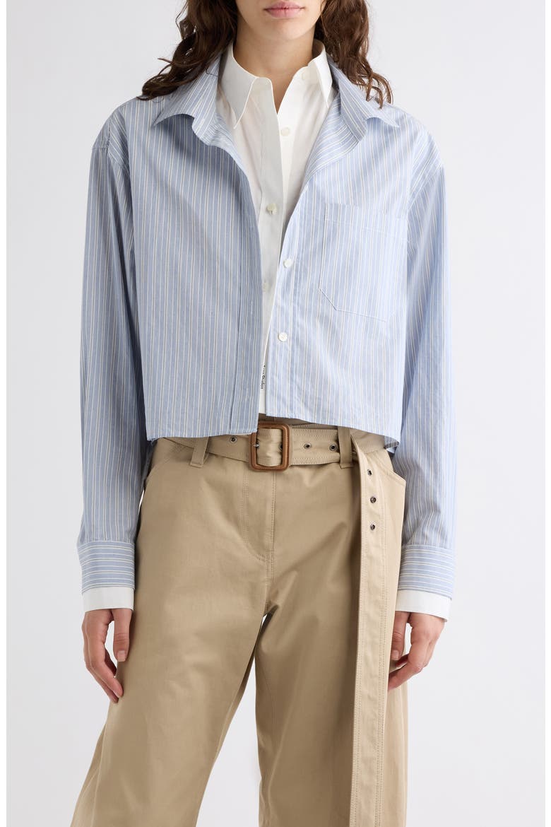 Soubla Striped Cropped Cotton Shirt, Main, color, BLUE/ WHITE