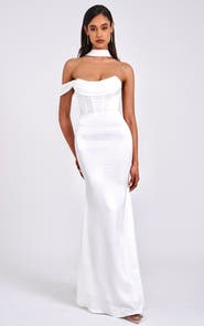 Miss Circle Ivona Halter Neck Satin Maxi Floor-Length Gown