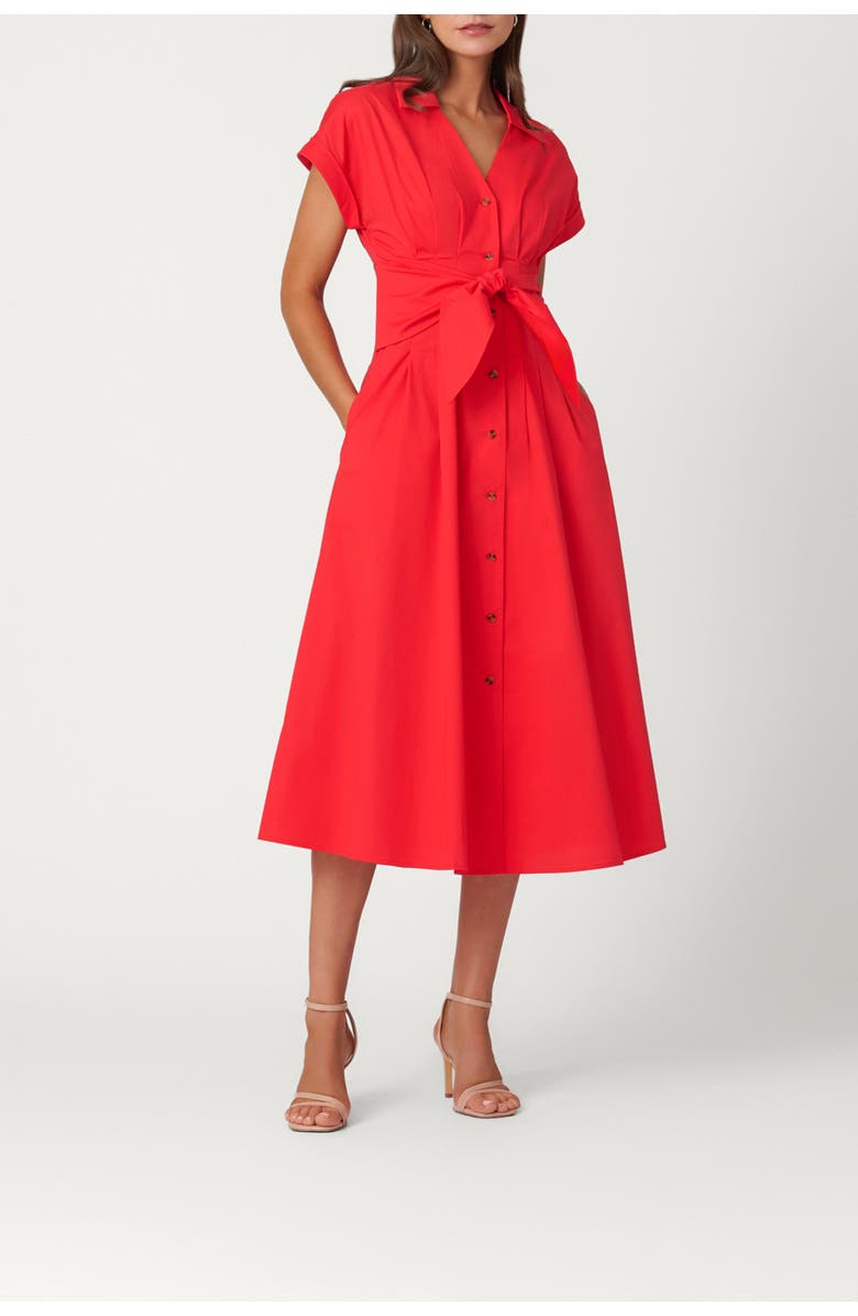 Shoshanna Cotton Poplin Beatrice Dress, Main, color, Tomato