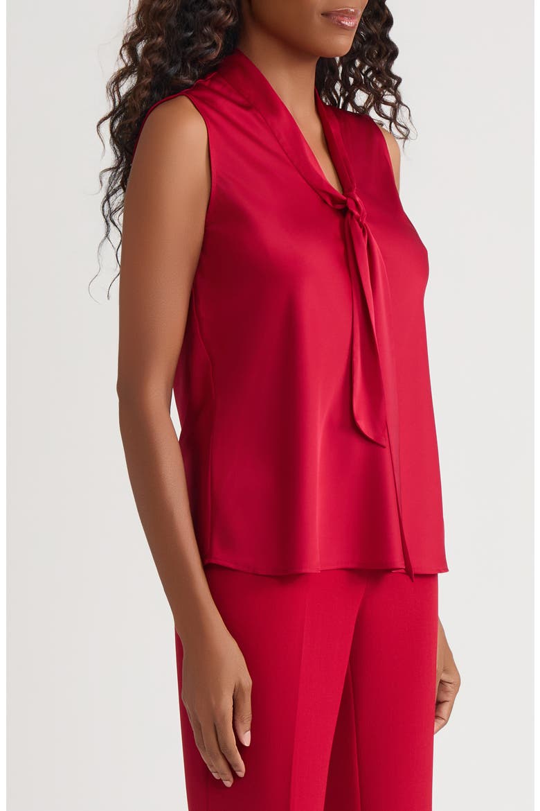 Bow Detail Sleeveless Satin Top, Alternate, color, FIRE RED