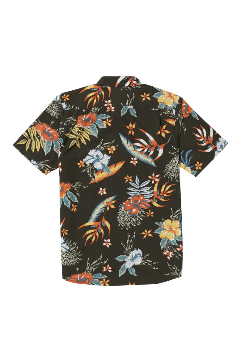 Sunriser Classic Fit Floral Short Sleeve Button-Up Shirt, Alternate, color, STEALTH
