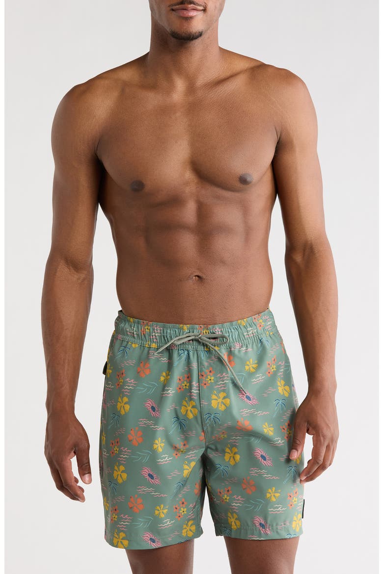 Lehua Swim Shorts, Main, color, GREEN MULTI