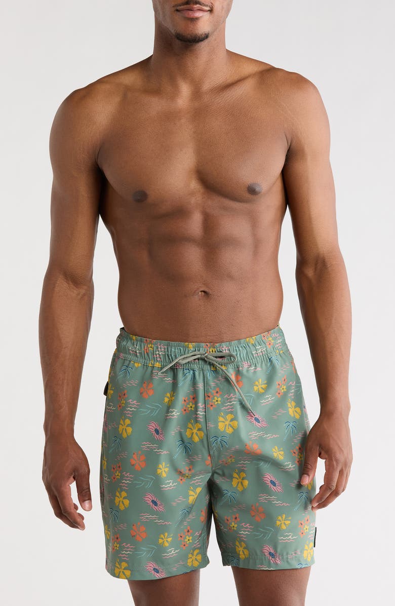 RVCA Lehua Swim Shorts, Main, color, Green Multi