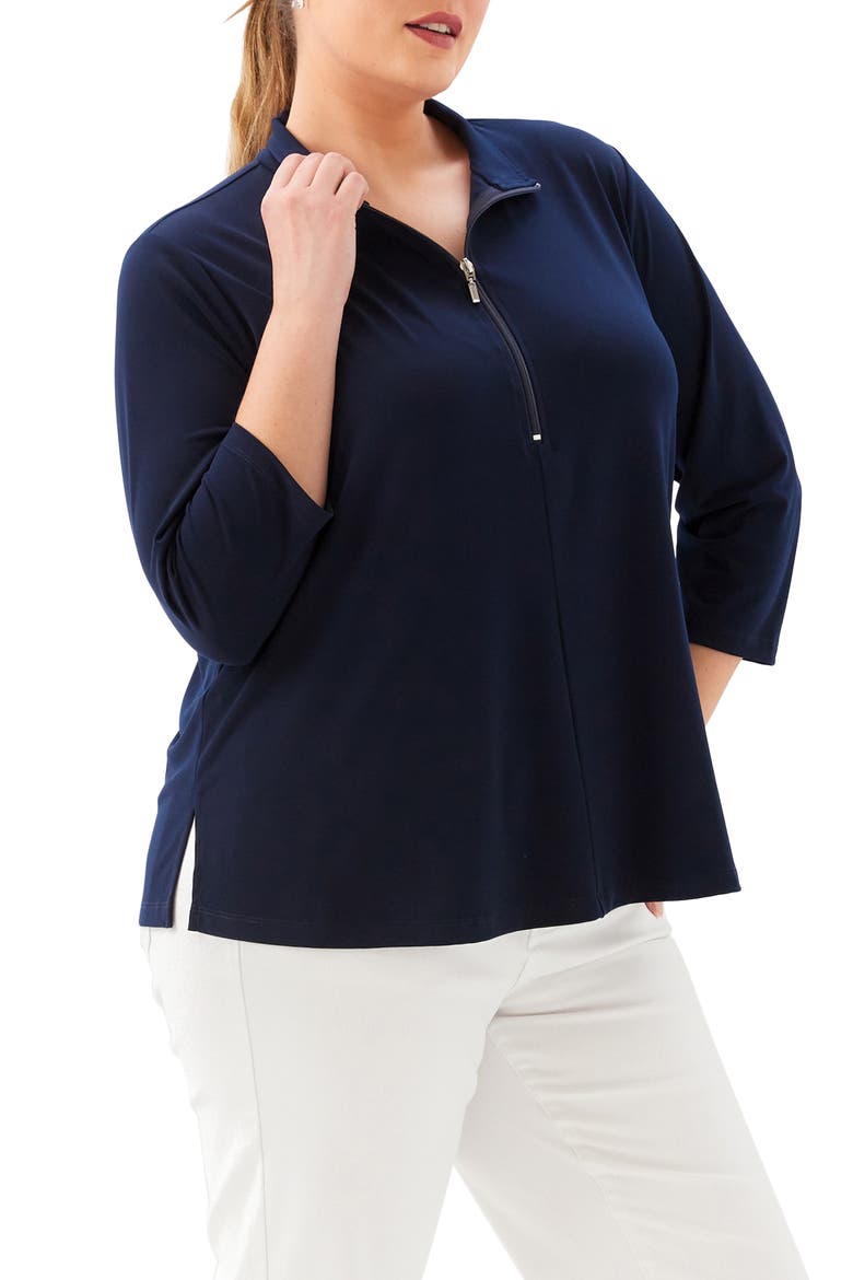 Half Zip Travel Jersey Top, Alternate, color, NAVY