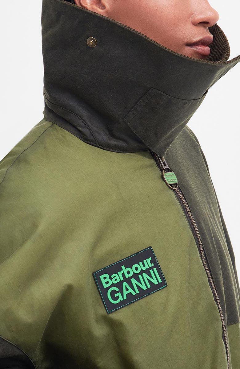 BARBOUR X GANNI Colorblock Oversize Waxed Cotton Bomber Jacket, Alternate, color, 